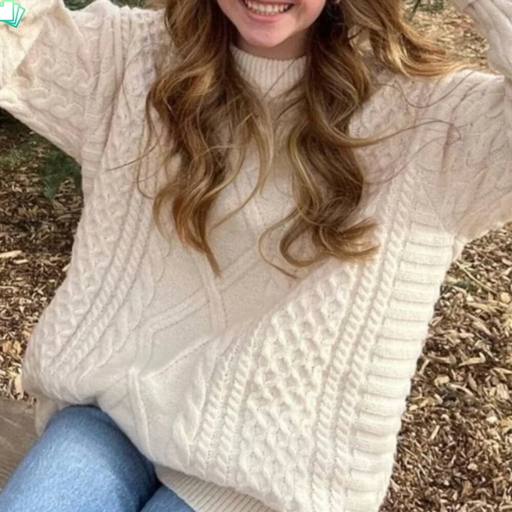 Aelfric Eden Off White Retro Rory Gilmore Knit Sweater — image 5 of 5